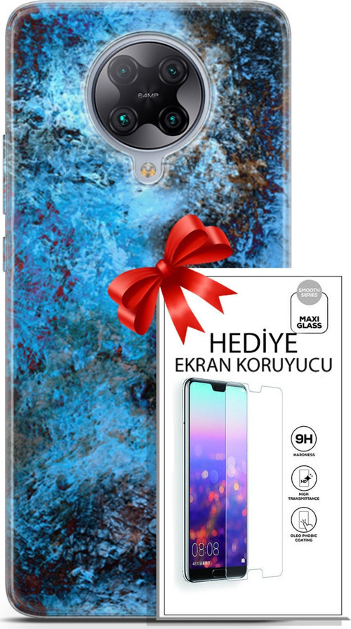Xiaomi Poco F2 Pro Kılıf Orijinal Seri Nature 27 Rengarenk Lazer Kesim Silikon Ekran Koruyucu