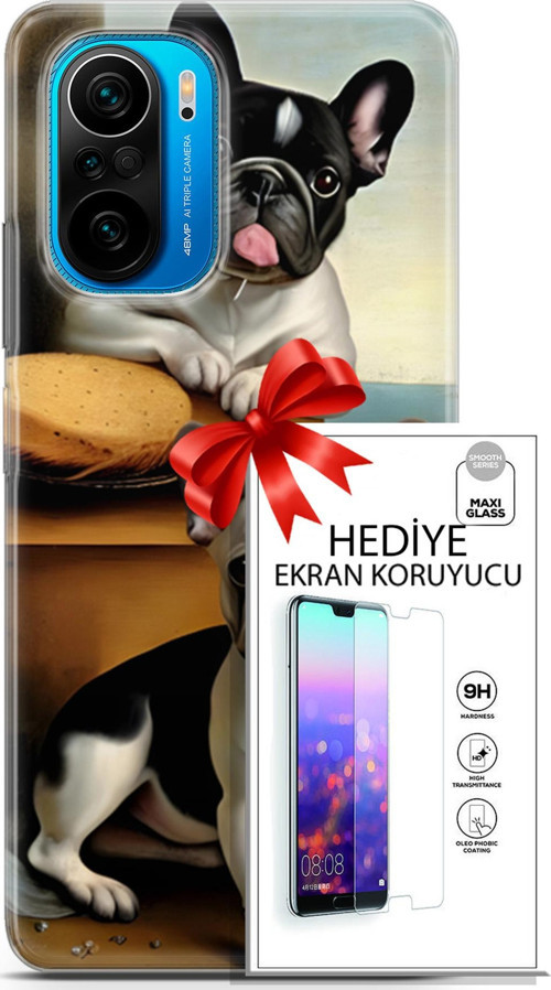 Xiaomi Poco F3 Kılıf Orijinal Seri Dogs 28 Fransız Bulldog İz Bırakmayan Kılıf + Ön Ekran Koruyucu