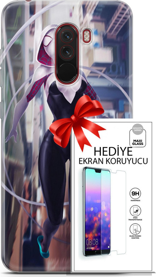 Xiaomi Pocophone F1 Kılıf Orijinal Seri Dc 26 Spider Girls Soft Kapak + Ekran Koruyucu