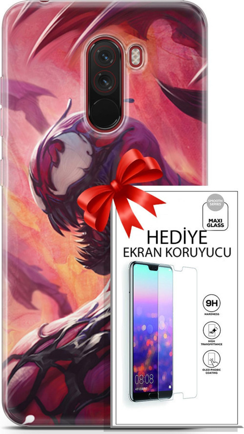 Xiaomi Pocophone F1 Kılıf Orijinal Seri Dc 30 Carnage Kenarları Şeffaf Kapak Ve Ekran Koruyucu