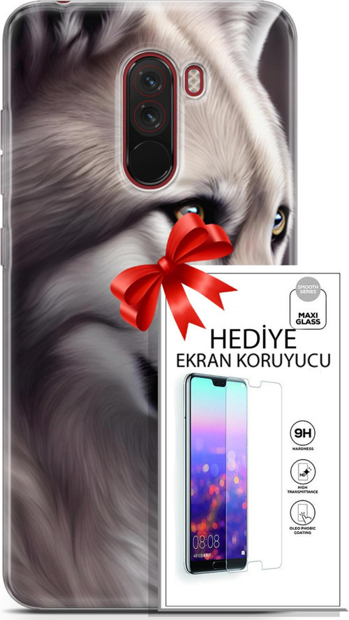 Xiaomi Pocophone F1 Kılıf Orijinal Seri Dogs 01 Yakışıklı Kurt Telefon Kılıfı + Ekran Koruyucu