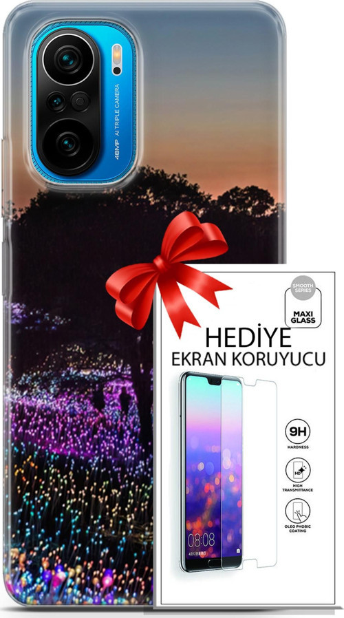 Xiaomi Poco F3 Kılıf Orijinal Seri Fantasy 11 Işıltılı Brookgreen 4K Baskılı Kılıf + Ekran Koruyucu