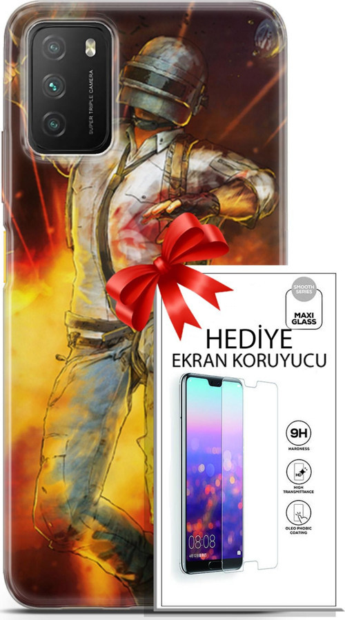 Xiaomi Poco M3 Kılıf Orijinal Seri Pubg 06 Tavalı Karakter Koruyucu Kapak Ekran Koruyucu