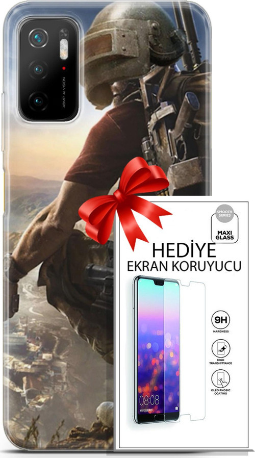 Xiaomi Poco M3 Pro Kılıf Orijinal Seri Pubg 10 Mobile Full Hd Kılıf + Ekran Koruyucu