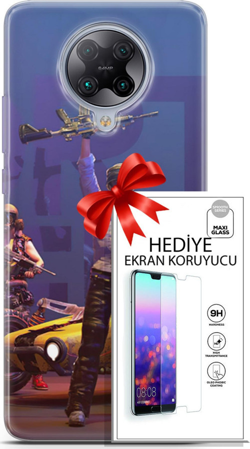 Xiaomi Poco F2 Pro Kılıf Orijinal Seri Pubg 05 Silahlı Karakter Koruma Kılıfı + Ekran Koruyucu