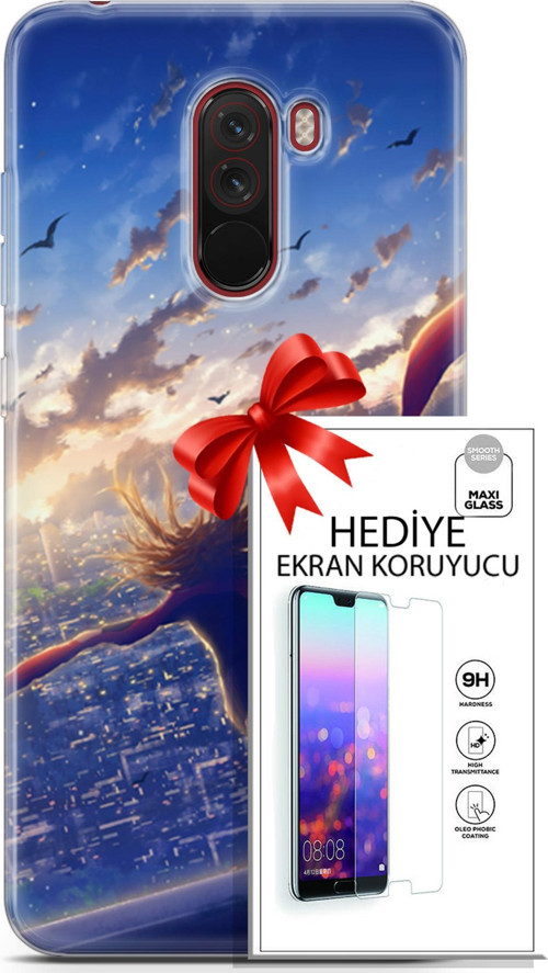Xiaomi Pocophone F1 Kılıf Orijinal Seri Fantasy 03 Kuşlar Kız Arka Kapak + Ekran Koruyucu