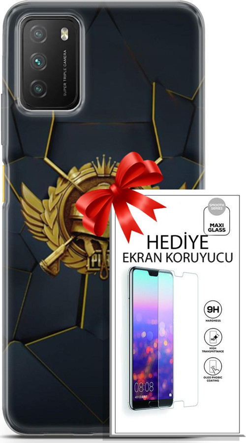 Xiaomi Poco M3 Kılıf Orijinal Seri Pubg 16 Amblem Hediyelik Kılıf Ve Ekran Koruyucu