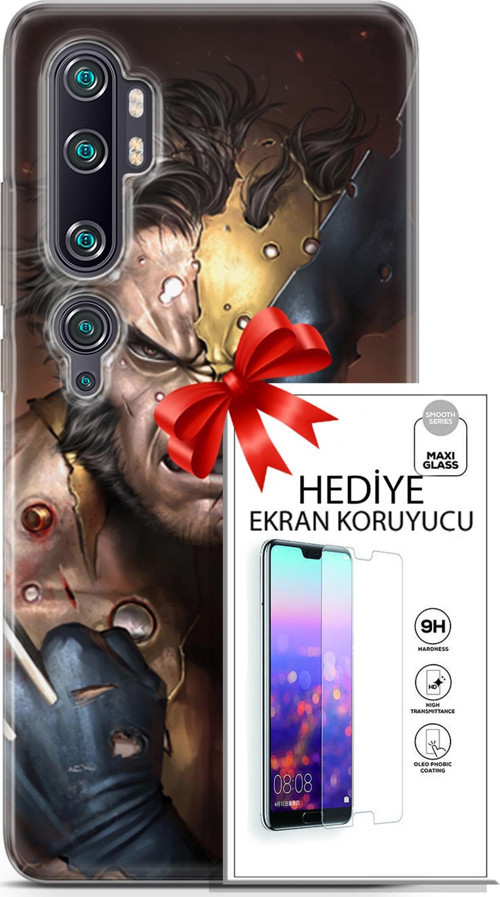 Xiaomi Mi Note 10 Pro Kılıf Orijinal Seri Dc 03 Wolverine Arka Kapak + Ekran Koruyucu