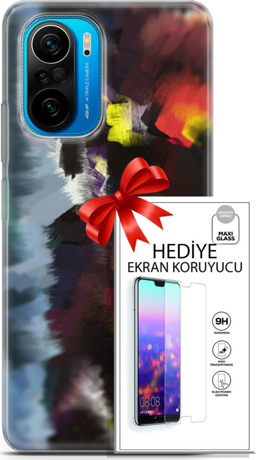Xiaomi Poco F3 Kılıf Orijinal Seri Nature 19 Çok Renkli Tam Koruma Kılıf + Ekran Koruyucu