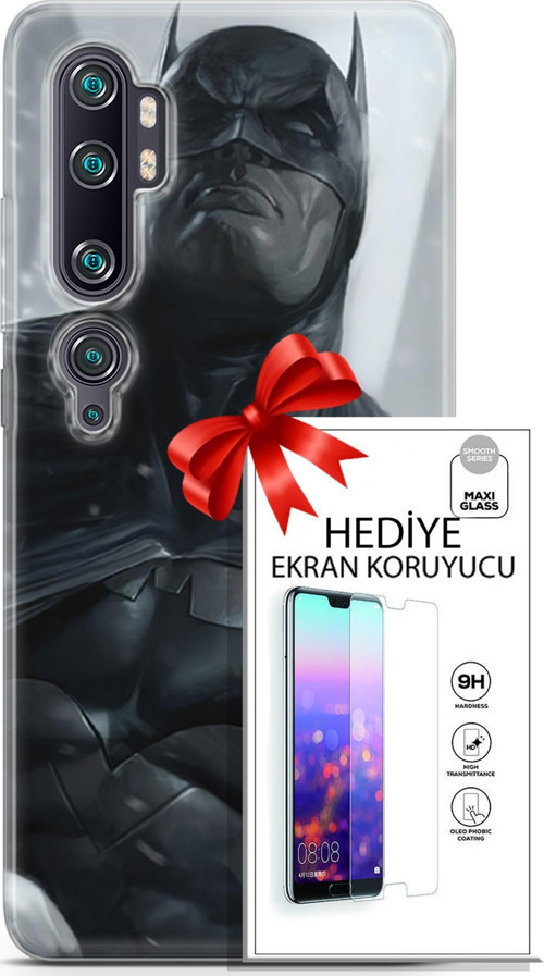 Xiaomi Mi Note 10 Pro Kılıf Orijinal Seri Dc 08 Batman Dc Baskılı Kılıf + Ekran Koruyucu