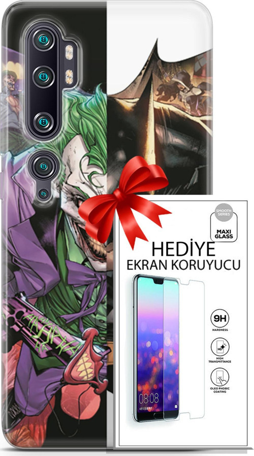 Xiaomi Mi Note 10 Pro Kılıf Orijinal Seri Dc 14 Batman The Joker Cover Kılıf + Ön Ekran Koruyucu