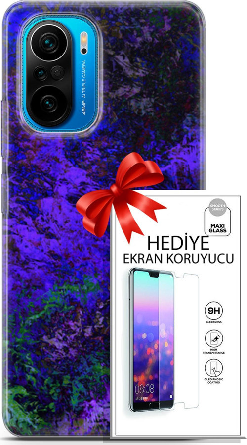 Xiaomi Poco F3 Kılıf Orijinal Seri Nature 30 Mor Tonlar Kenarları Şeffaf Kapak Ve Ekran Koruyucu