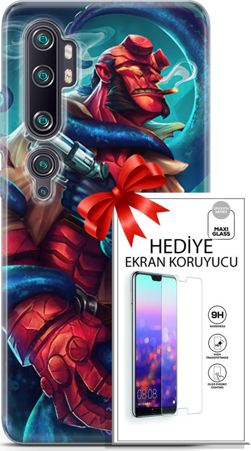 Xiaomi Mi Note 10 Pro Kılıf Orijinal Seri Dc 21 Tabancalı Darbe Önleyici Kapak + Ön Ekran Koruyucu