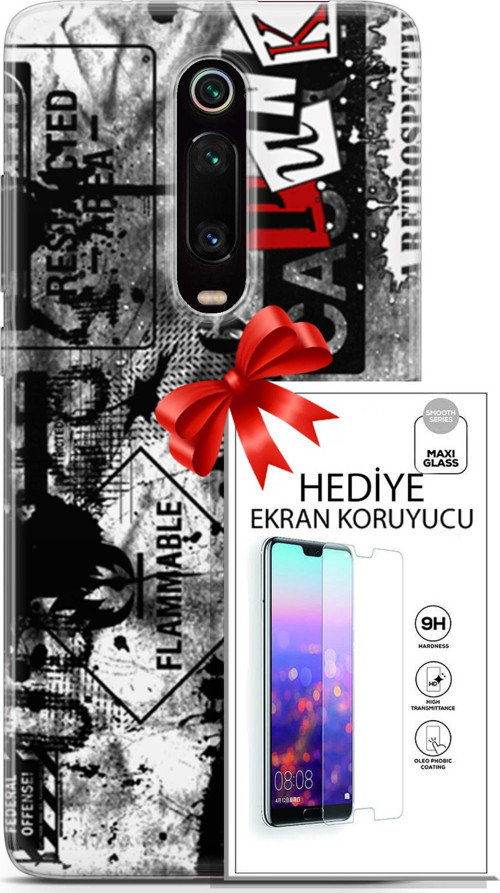 Xiaomi Mi 9T Kılıf Orijinal Seri Punky 26 Retrospective Soft Kapak + Ekran Koruyucu
