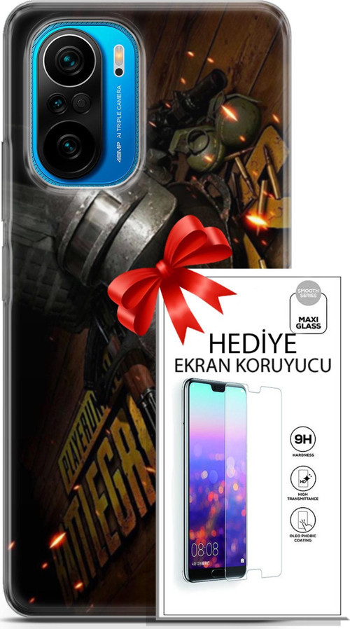 Xiaomi Poco F3 Kılıf Orijinal Seri Pubg 18 Tabela Parlak Kılıf + Ekran Koruyucu Full Korumaketi