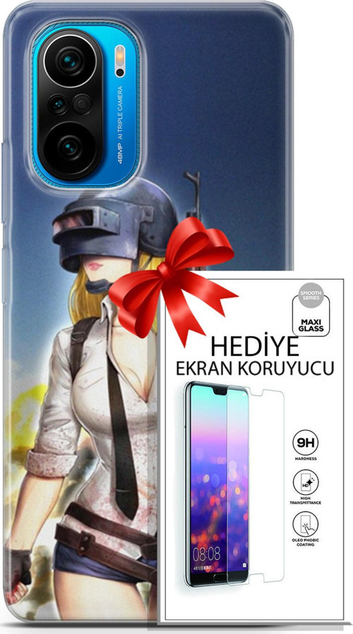 Xiaomi Poco F3 Kılıf Orijinal Seri Pubg 27 Anna Lazer Kesim Silikon Ekran Koruyucu