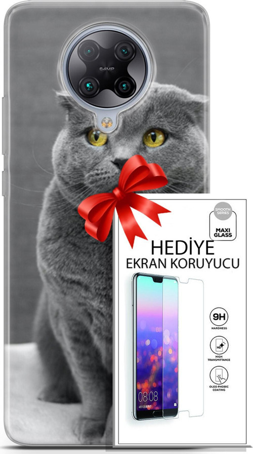 Xiaomi Poco F2 Pro Kılıf Orijinal Seri Scotish-British 17 Scottish Duman Gri Yumuşak Kılıf + Ekran Koruyucu