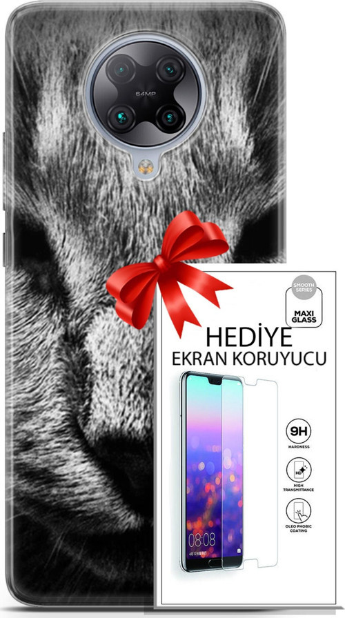 Xiaomi Poco F2 Pro Kılıf Orijinal Seri Scotish-British 23 Gri Detay Kedi Telefon Kabı Ve Ekran Koruyucu
