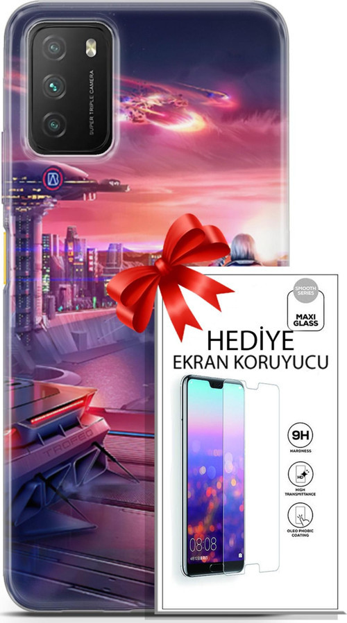 Xiaomi Poco M3 Kılıf Orijinal Seri Cyberpunk 13 Dünya Dışı Case Kapak Ekran Koruyucu