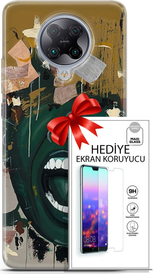 Xiaomi Poco F2 Pro Kılıf Orijinal Seri Soul 15 Koyu Yeşil Kalın Silikon + Ekran Koruyucu