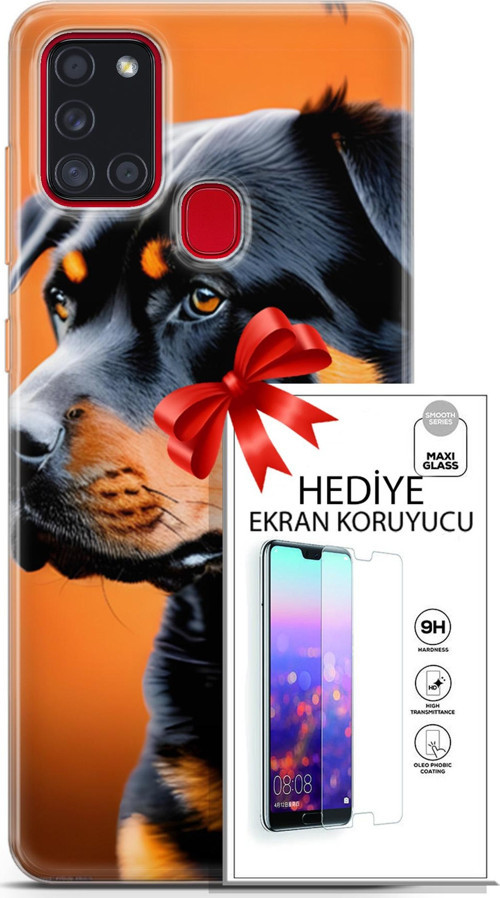 Samsung Galaxy A21S Kılıf Orijinal Seri Dogs 23 Rottweiler Telefon Kabı Ve Ekran Koruyucu