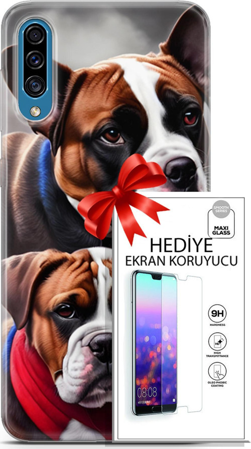Samsung Galaxy A30S Kılıf Orijinal Seri Dogs 25 Alman Boksör Soyulmayan Kılıf + Ekran Koruyucu Full