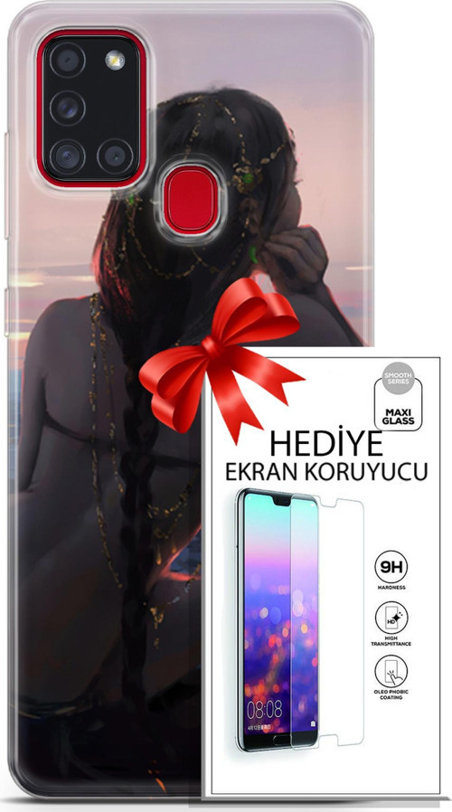 Samsung Galaxy A21S Kılıf Orijinal Seri Fantasy 25 Örgü Saç Soyulmayan Kılıf + Ekran Koruyucu Full Koruma