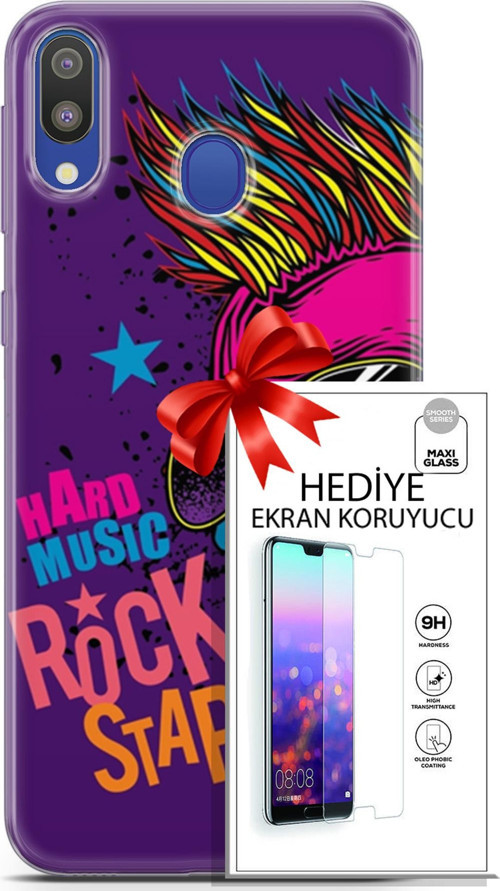 Samsung Galaxy M20 Kılıf Orijinal Seri Punky 16 Rockstar Hediyelik Kılıf Ve Ekran Koruyucu