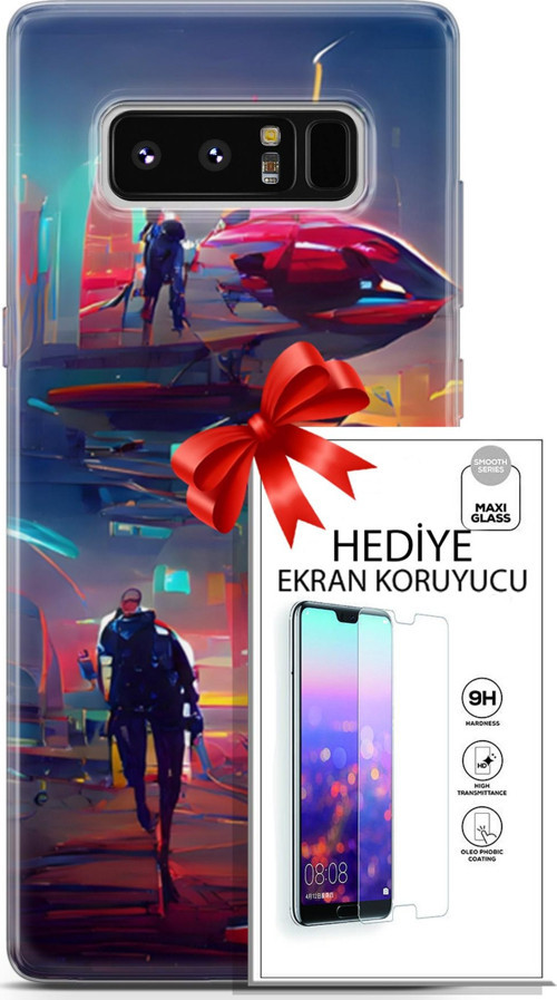 Samsung Galaxy Note 8 Kılıf Orijinal Seri Cyberpunk 12 Mars Tasarım Kılıf + Ekran Koruyucu