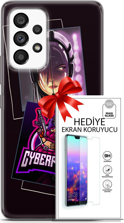 Samsung Galaxy A53 5G Kılıf Orijinal Seri Cyberpunk 10 Cyber Kız Full Hd Kılıf + Ekran Koruyucu