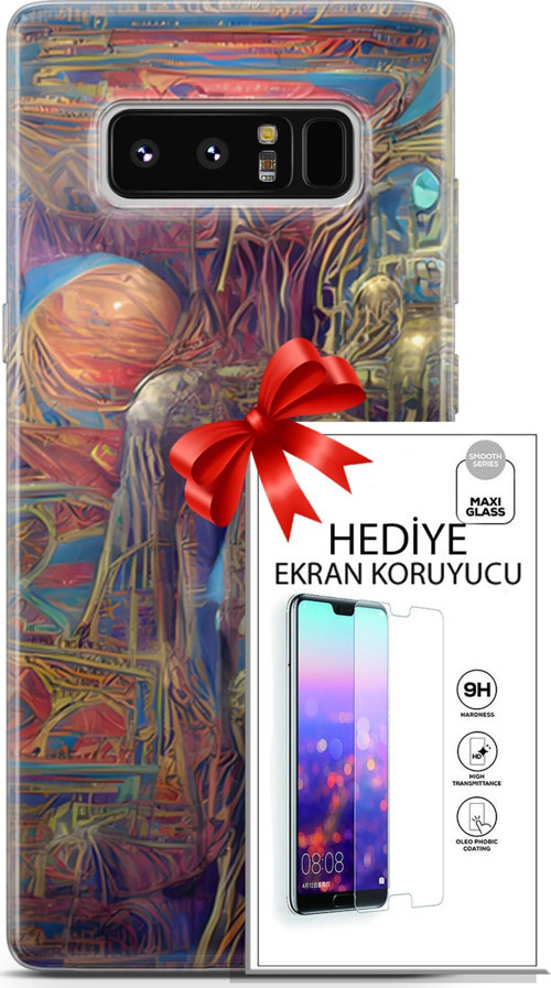 Samsung Galaxy Note 8 Kılıf Orijinal Seri Cyberpunk 18 Parapsikoloji Parlak Kılıf + Ekran Koruyucu F