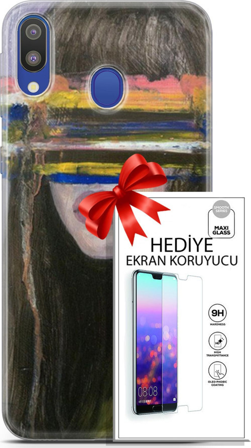 Samsung Galaxy M20 Kılıf Orijinal Seri Soul 21 Gözü Maskeli Darbe Önleyici Kapak + Ön Ekran Koruyucu