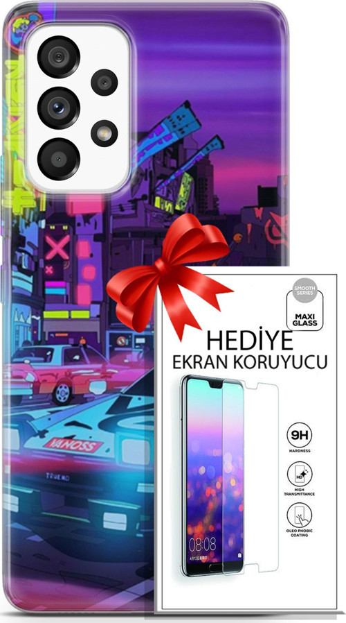 Samsung Galaxy A53 5G Kılıf Orijinal Seri Cyberpunk 28 Gaming Vg İz Bırakmayan Kılıf + Ön Ekran Koruyucu