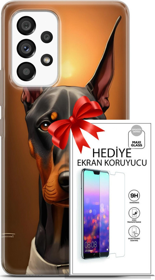 Samsung Galaxy A53 5G Kılıf Orijinal Seri Dogs 03 Doberman Arka Kapak + Ekran Koruyucu
