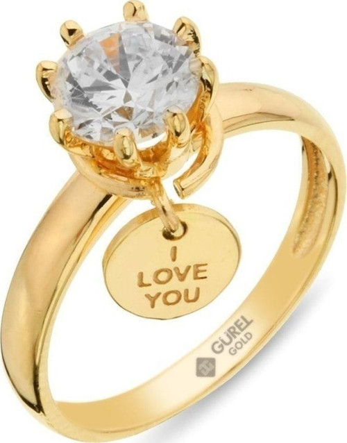 Kadın I Love You Sallantılı Tektaş Yüzük Zy0248