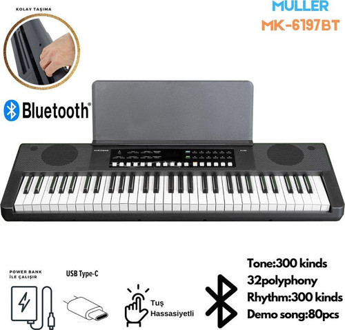MK-6197BT 61 TUŞ ORG TUŞ HASSASİYETLİ (BLUETOOTH ÖZELLİKLİ)