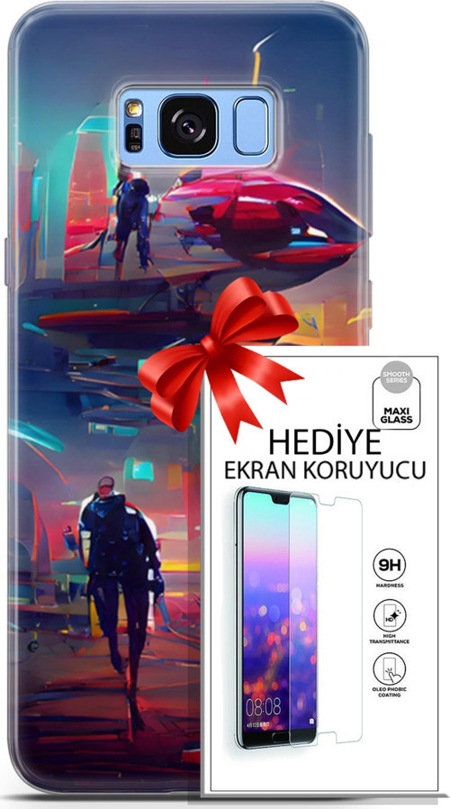 Samsung Galaxy S8 Plus Kılıf Orijinal Seri Cyberpunk 12 Mars Tasarım Kılıf + Ekran Koruyucu