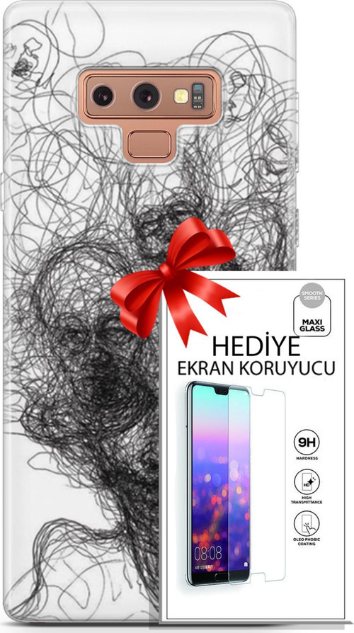 Samsung Galaxy Note 9 Kılıf Orijinal Seri Soul 25 Kurşunkalem Soyulmayan Kılıf + Ekran Koruyucu Full