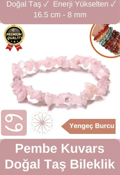 Özel Üretim Enerji Yükselten Esnek Ip Yengeç Burcu Gerçek Pembe Kuvars Doğal Taş Unisex Bileklik
