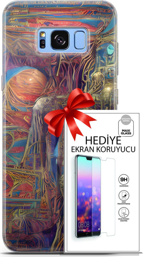 Samsung Galaxy S8 Plus Kılıf Orijinal Seri Cyberpunk 18 Parapsikoloji Parlak Kılıf + Ekran Koruyucu