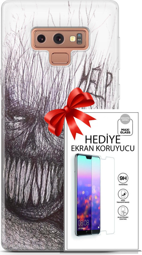 Samsung Galaxy Note 9 Kılıf Orijinal Seri Soul 29 Şeytan Leke Tutmaz Kapak + Ekran Koruyucu