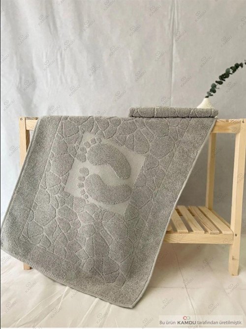 Kamdu 1 Adet 50X70Cm Pamuk Ayak Paspası, Havlu Paspas, Taş İşleme Ayak Desenli Paspas