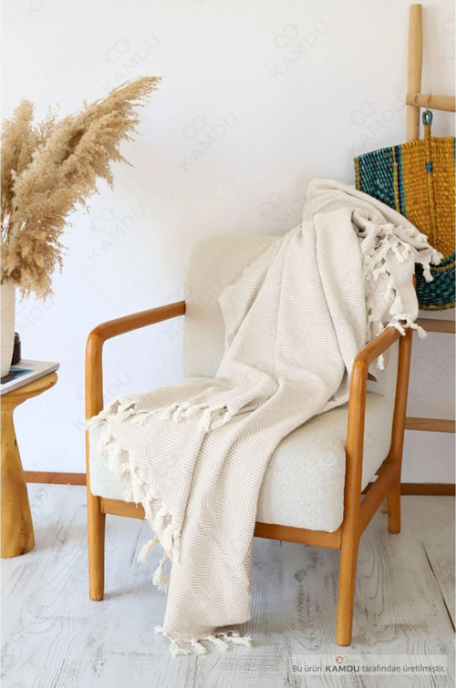 Kamdu 180X210Cm Balık Sırtı Desen Koltuk Örtüsü, Pamuk Koltuk Örtüsü, Lüks Koltuk Örtüsü