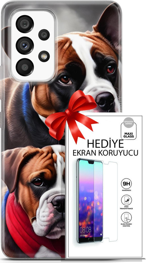 Samsung Galaxy A53 5G Kılıf Orijinal Seri Dogs 25 Alman Boksör Soyulmayan Kılıf + Ekran Koruyucu Ful