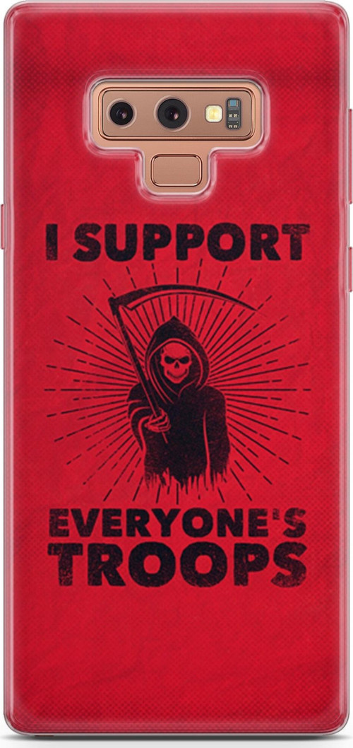 Samsung Galaxy Note 9 Kılıf Orijinal Seri Typo 11 I Support Everyone'S Troops 4K Baskılı Kılıf