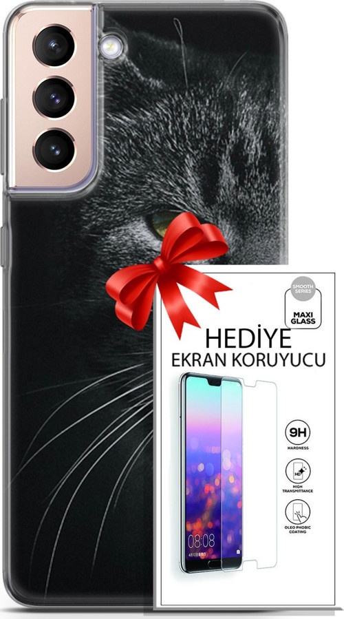 Samsung Galaxy S21 Plus Kılıf Orijinal Seri Scotish-British 24 Asi Kedi Darbe Emici Kılıf + Ekran Koruyucu