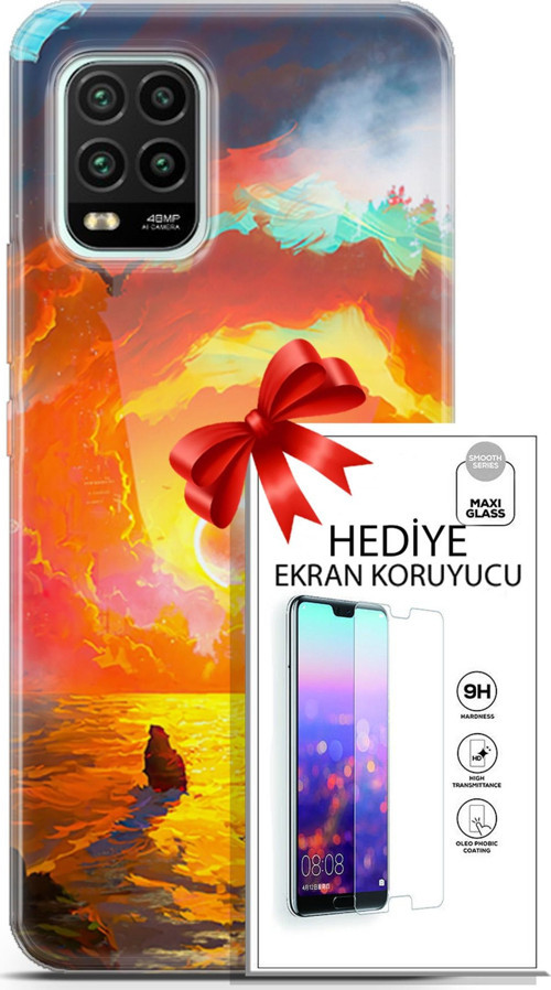 Xiaomi Mi 10 Lite 5G Kılıf Orijinal Seri Neo 21 Tabancalı Darbe Önleyici Kapak + Ön Ekran Koruyucu