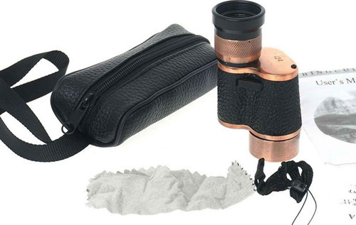 6X24 Baıgısh, Askeri Tarzi Pirinç Ve Deri Kaplamalı, Deri Çantalı Monocular Dürbün Prinç