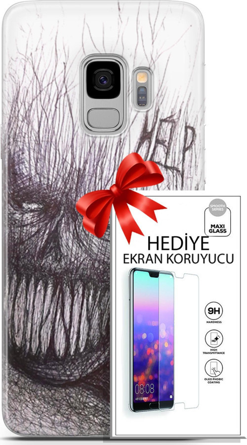 Samsung Galaxy S9 Kılıf Orijinal Seri Soul 29 Şeytan Leke Tutmaz Kapak + Ekran Koruyucu