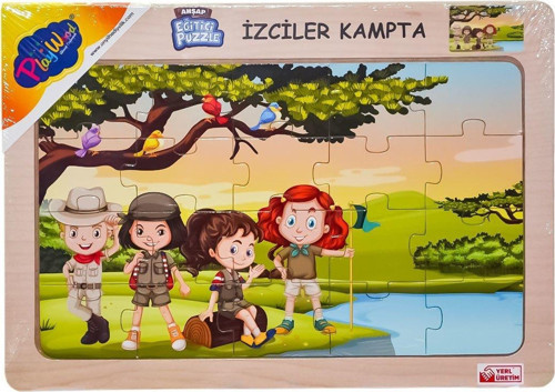 Ony-40-41-42-43 Ahşap Eğitici Puzzle İzciler Kampta -Onyıl